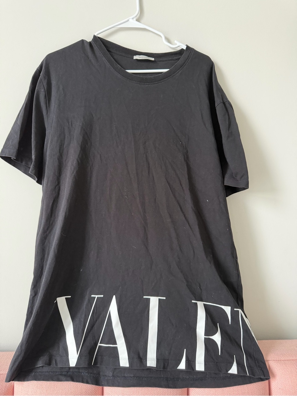Valentino Black Crewneck Tee with White VALEN Logo